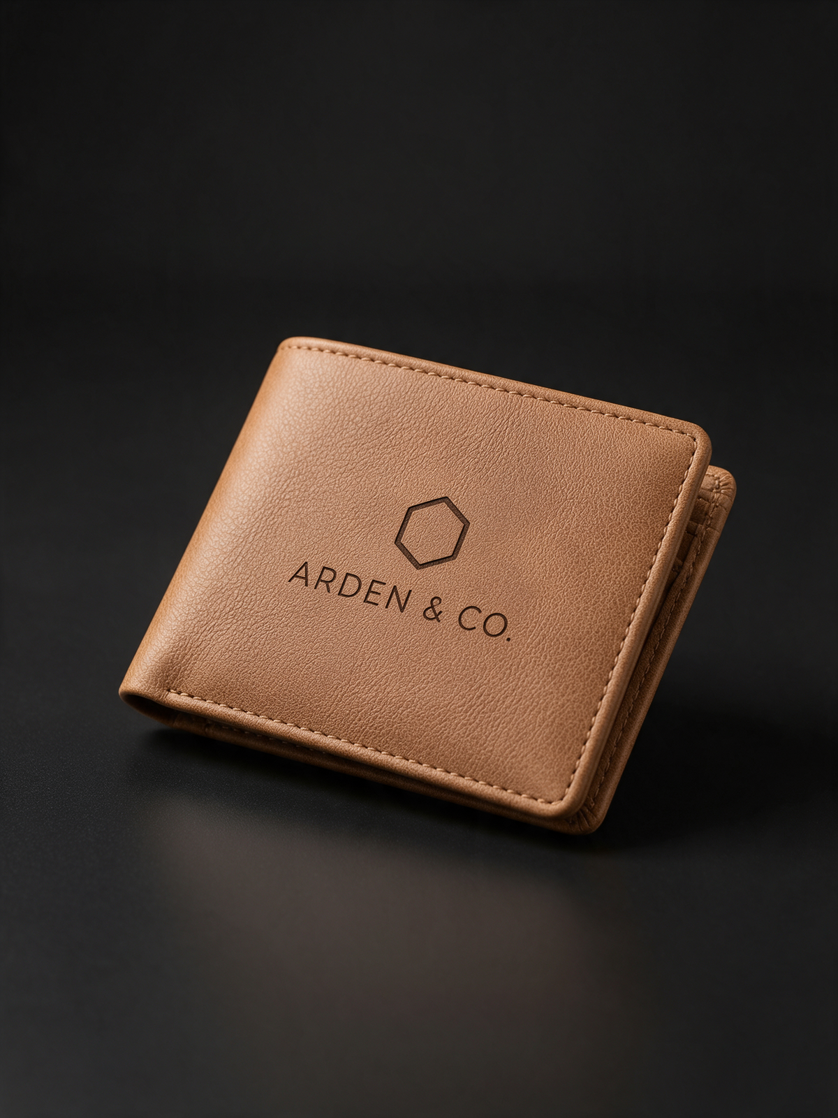 rawhide leatherette bifold wallet laser engraved with a logo