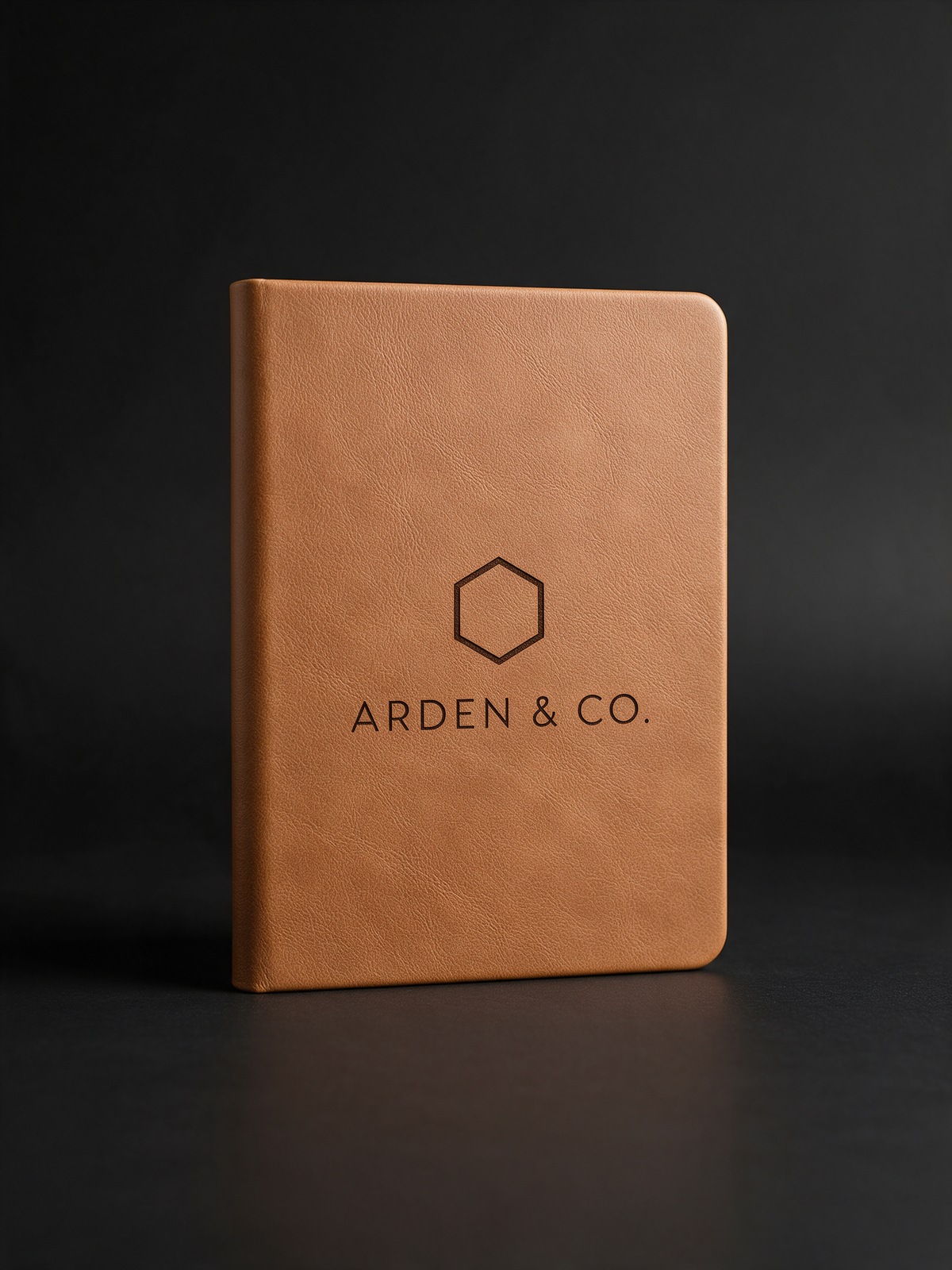 rawhide leatherette journal laser engraved with a logo